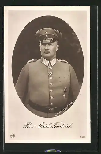 AK Prinz Eitel Friedrich von Preussen in Uniform, Passepartout-Rahmen