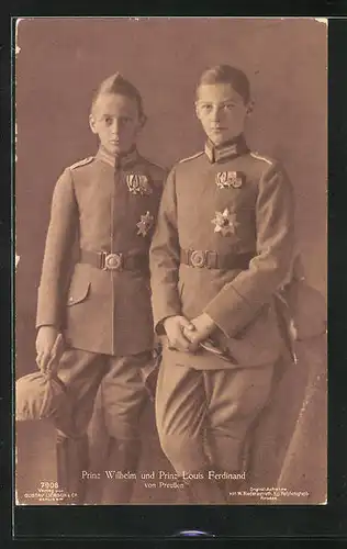 AK Prinz Louis Ferdinand und Prinz Wilhelm von Preussen in Uniform