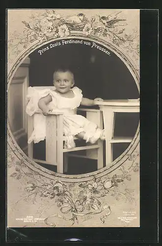 AK Prinz Louis Ferdinand von Preussen, Kinderbild im Passepartout-Rahmen