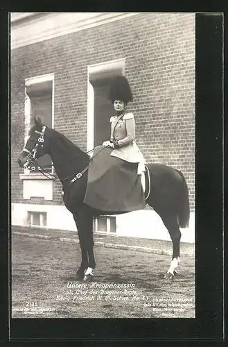 AK Kronprinzessin Cecilie zu Pferde als Chef des Dragoner-Regiments König Friedrich III. (II.Schles. No. 8)