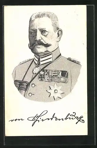 AK Generaloberst Paul von Hindenburg in Uniform mit Orden