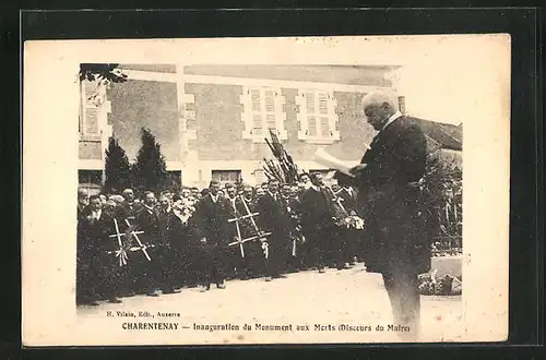 AK Charentenay, Inauguration du Monument aux Morts