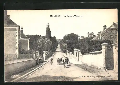 AK Maligny, La Route d`Auxerre, Strassenpartie