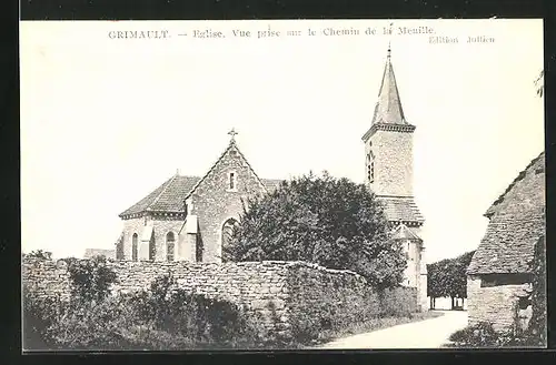 AK Grimault, Eglise, Vue prise sur le Chemin de la Menille