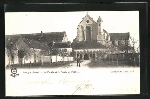 AK Pontigny, La Facade et le Porche de l`Èglise