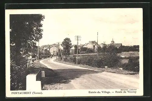 AK Pontaubert, Entrèe du Village - Route de Vèzelay