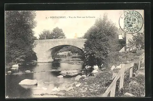 AK Pontaubert, Vue du Pont sur le Cousin