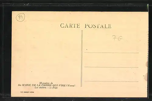 AK La Pierre-qui-Vire, Monastère de Sainte-Marie, Les ateliers - La forge
