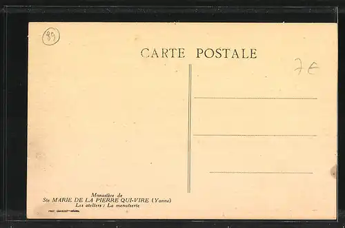 AK La Pierre-qui-Vire, Monastère de Sainte-Marie, Les ateliers - La menuiserie