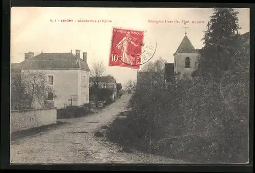 AK Lindry, Grande Rue et Eglise