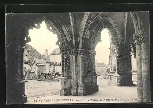 AK Saint-Pere-sous-Vezelay, L`Eglise, le Narthex, intèrieur, les Baies