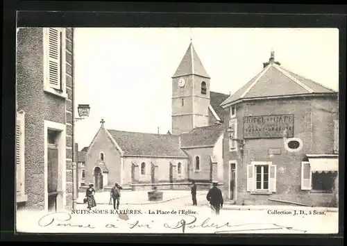 AK Nuits-sous-Ravières, La Place de l`Eglise