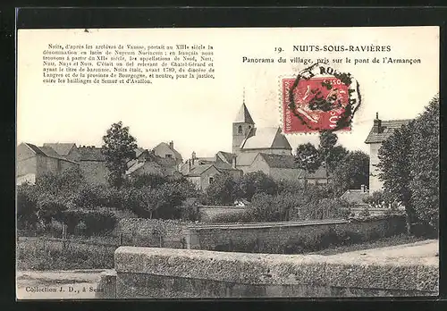 AK Nuits-sous-Ravières, Panorama du village, pris sur le pont de l`Armancon