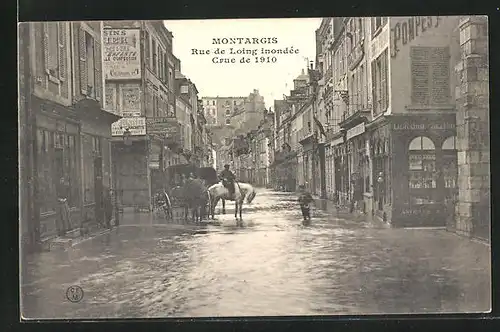 AK Montargis, Rue de Loing inondèe Crue de 1910, Hochwasser