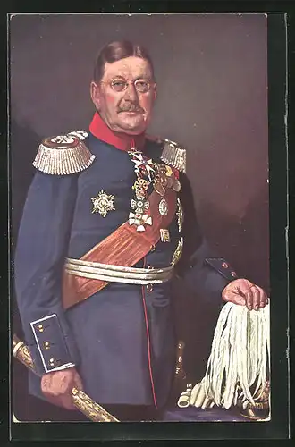 AK Generalfeldmarschall v. d. Goltz in interessanter Uniform mit Abzeichen und Orden