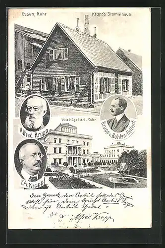 AK Essen / Ruhr, Krupp's Stammhaus, Villa Hügel, Portraits