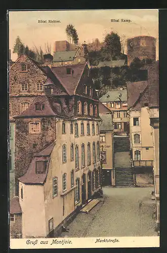 AK Montjoie, Marktstrasse mit Hotel Richter und Hotel Kamp