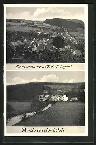 AK Emmershausen, Totalansichten, Landpoststempel Emmershausen über Usingen (Taunus)