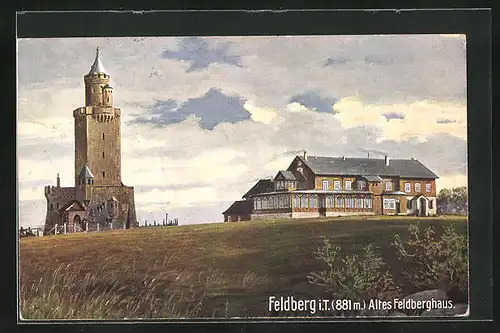 AK Feldberg / Taunus, Gasthaus Feldberghaus und Aussichtsturm