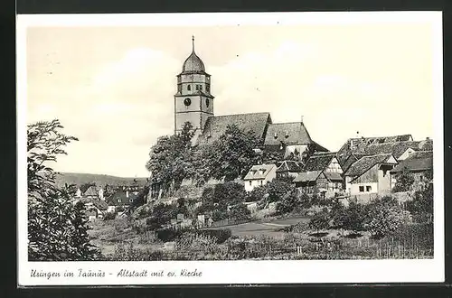 AK Usingen / Taunus, Altstadt mit ev. Kirche