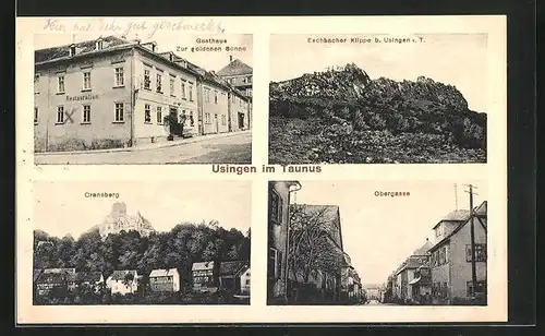 AK Usingen / Taunus, Cransberg, Obergasse, Eschbacher Klippe, Gasthaus Zur goldenen Sonne