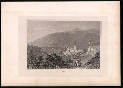 Stahlstich Chur, Totalansicht mit Kirche, Stahlstich um 1835 Henry Winkles