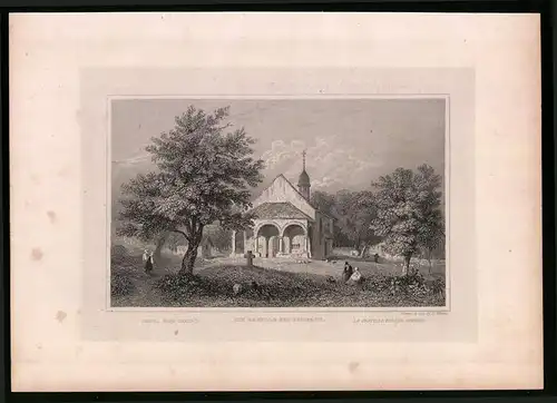 Stahlstich Sempach, Blick zur Kapelle, Stahlstich um 1835 Henry Winkles