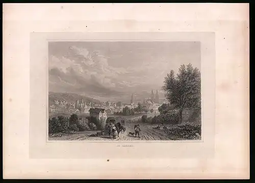 Stahlstich St. Gallen, Totalansicht mit Kirche, Stahlstich um 1835 Henry Winkles