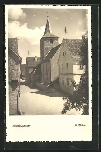 AK Geroldshausen, Ortspartie am Kirchturm