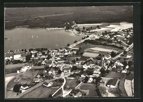 AK Neubäu, Ortsansicht mit See-Camping Neubäu