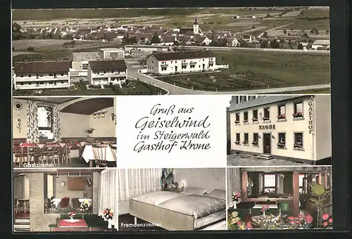 AK Geiselwind /Steigerwald, Gasthof zur Krone, Ortsansicht