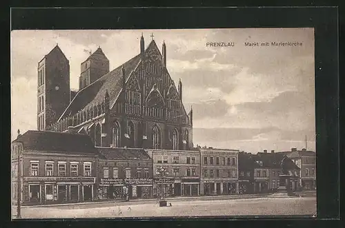 AK Prenzlau, Markt mit Marienkirche