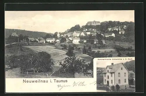 AK Neuweilnau i. Taunus, Hotel Erbsmühle v. H. Bach, Gesamtansicht