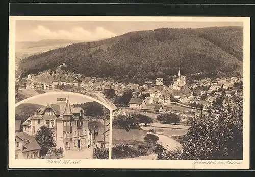 AK Schmitten /Taunus, Hotel Wenzel, Gesamtansicht mit Kirche