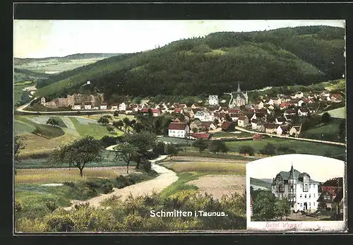 AK Schmitten /Taunus, Hotel Wenzel, Gesamtansicht mit Kirche