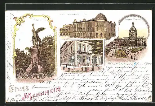 Lithographie Mannheim, Waarenhaus S. Wronker & Co., Obere Realschule