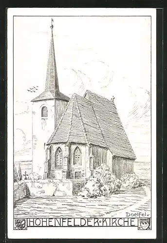 Künstler-AK Hohenfeld am Main, Bergkirche