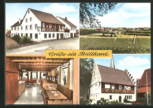 AK Bütthard b. Würzburg, Gasthaus Weinstube Zehnter & Moll, Innenansicht, Ortspartie
