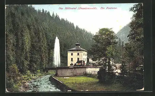 AK Höllental /Frankenwald, Ortspartie mit Fontaine