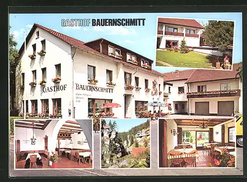 AK Kirchenbirkig /Pottenstein, Gasthof-Pension-Café Bauernschmitt, Innenansicht, Rückansicht