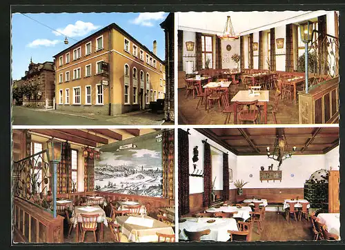 AK Kitzingen am Main, Hotel-Restaurant Deutsches Haus a. Rosengarten, Innenansichten