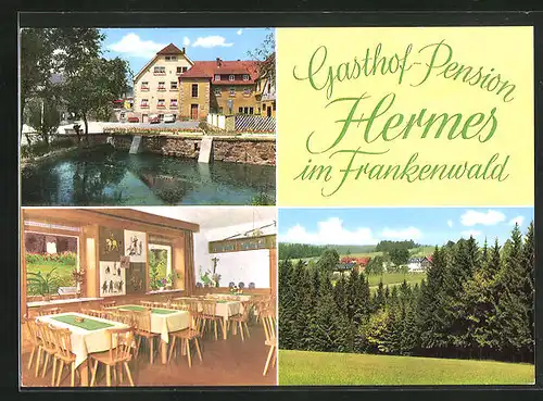 AK Hermes b. Marktleugast, Gasthof-Pesnion Hermes im Frankenwald, Innenansicht, Ortspartie