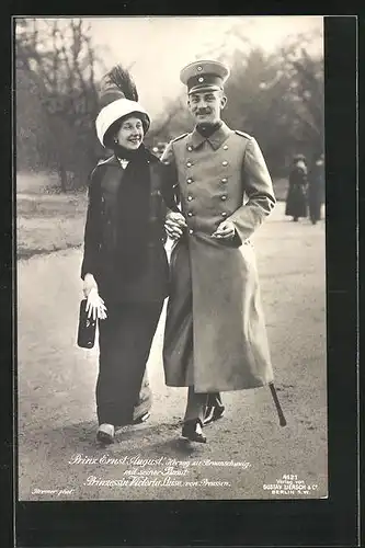 AK Prinz Ernst August Herzog zu Braunschweig mit seiner Braut Prinzessin Victoria Luise von Preussen