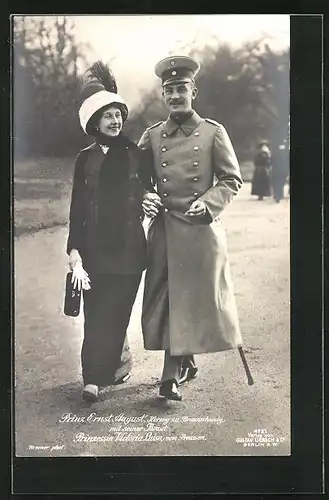 AK Prinz Ernst August Herzog zu Braunschweig mit seiner Braut Prinzessin Victoria Luise von Preussen