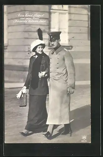 AK Prinz Ernst August und seine Braut Prinzessin Victoria Luise