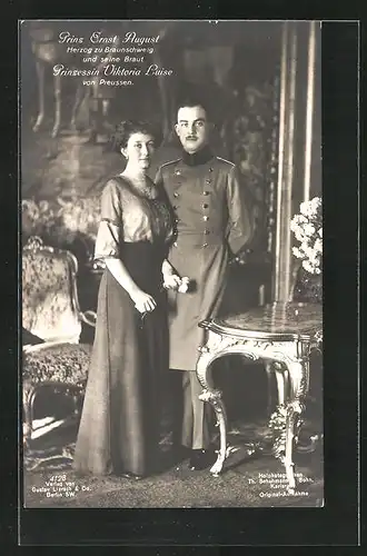 AK Prinz Ernst August Herzog zu Braunschweig und seine Braut Prinzessin Victoria Luise von Preussen