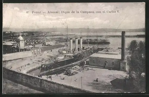 AK Ferrol, Arsenal, Dique de la Campana con el Carlos V.