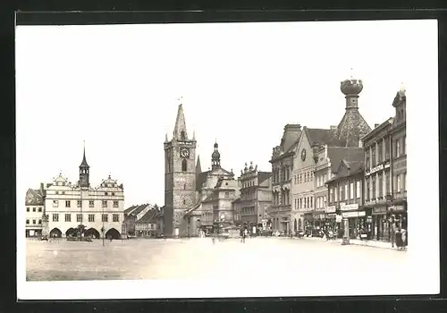 AK Leitmeritz / Litomerice, Marktplatz mit Kirche