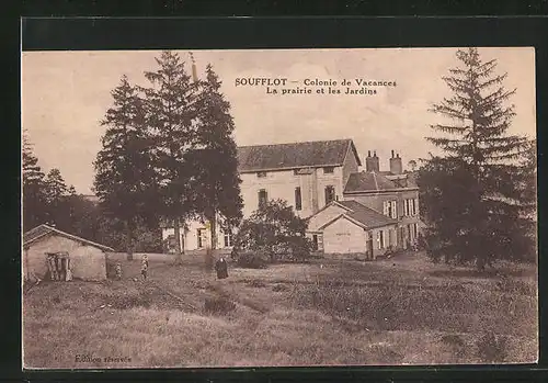 AK Soufflot, Colonie de Vacances, La prairie es les Jardins