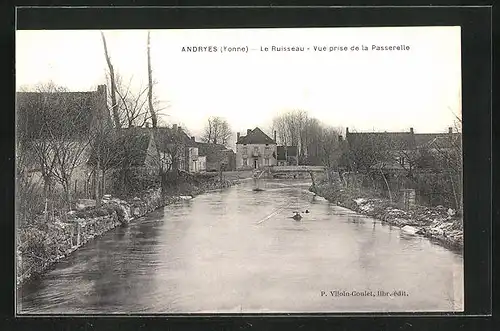 AK Andryes, Le Ruisseau, Vue prise de la Passerelle